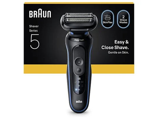 Afeitadora - Braun Afeitadora eléctrica Series 5 52-B1000S, 3 láminas SkinFlex, Modo turbo, 50 min autonomía, Wet&Dry, Azul